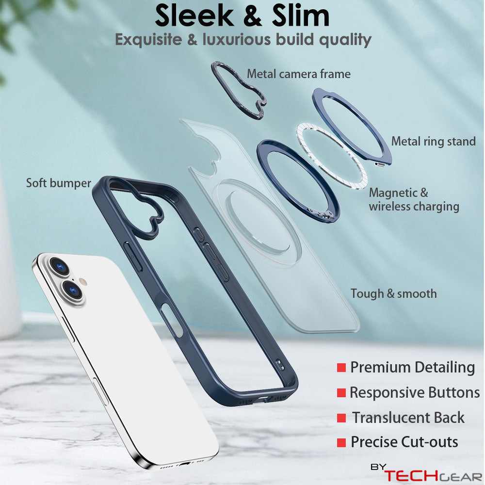 [Magnetic Ring Kickstand] For Apple iPhone 17, Slim, Tough Shockproof Armour, MagSafe Compatible Case with Stand