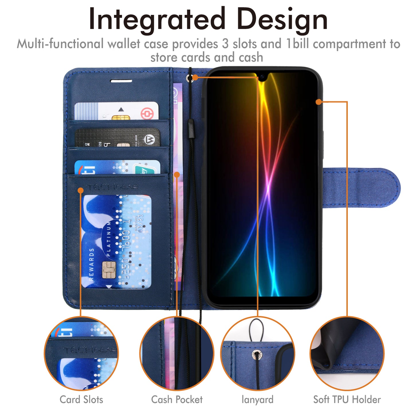 TECHGEAR Wallet Case for Samsung Galaxy A26 5G | RFID Blocking Leather Flip Cover with Card Holder, Stand, Magnetic Closure & Wrist Strap