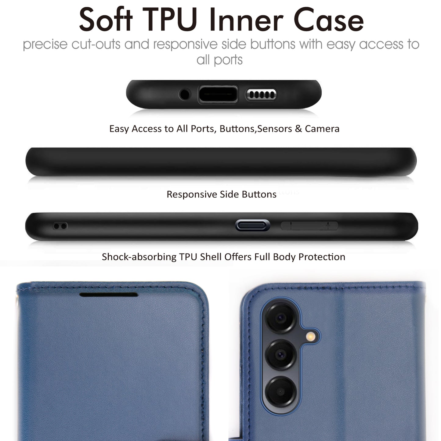 TECHGEAR Wallet Case for Samsung Galaxy A26 5G | RFID Blocking Leather Flip Cover with Card Holder, Stand, Magnetic Closure & Wrist Strap