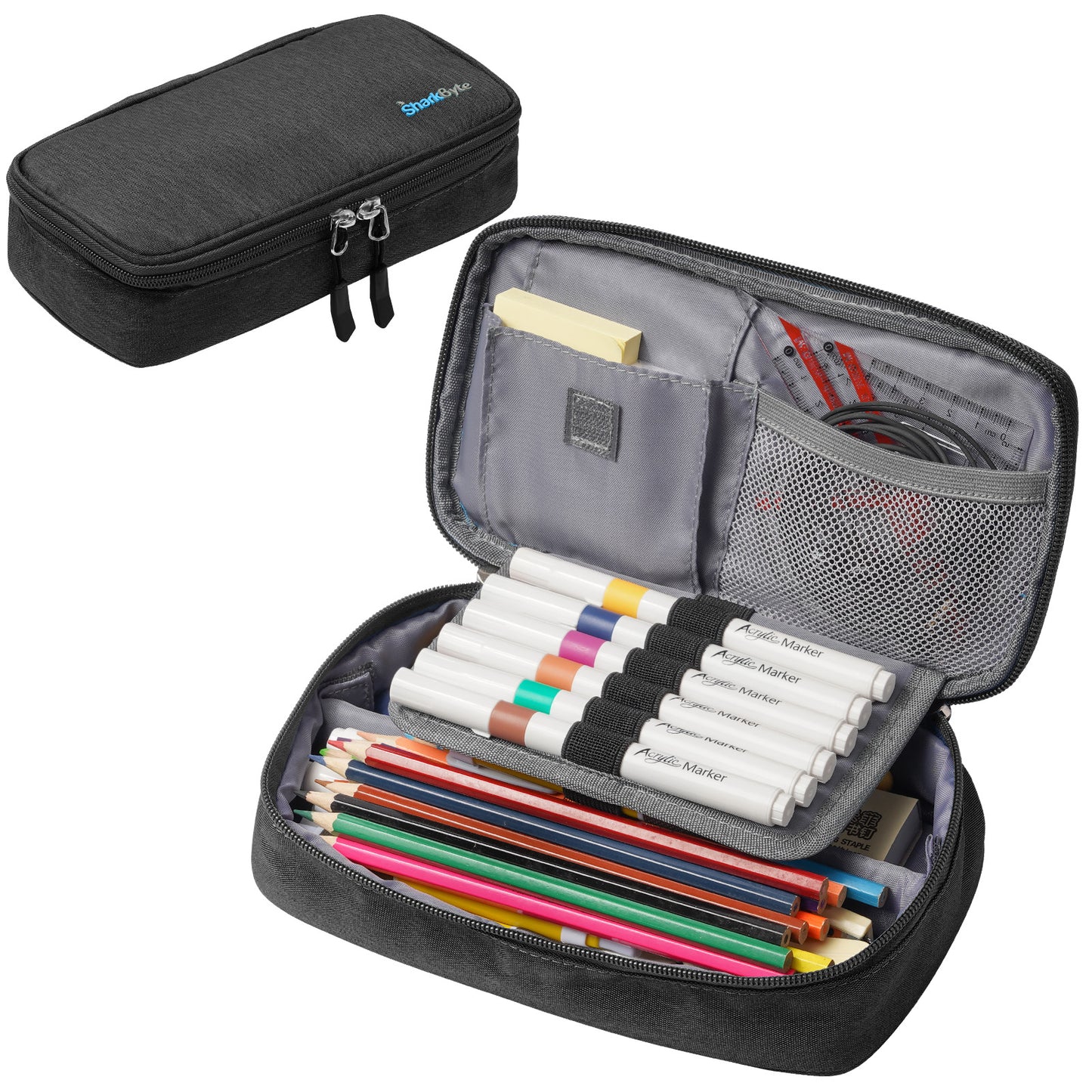 SharkByte Big Pencil Case – Large Capacity Recycled Fabric Stationery Organizer for Students, Teens, Girls & Boys (Available in 11 Colours)