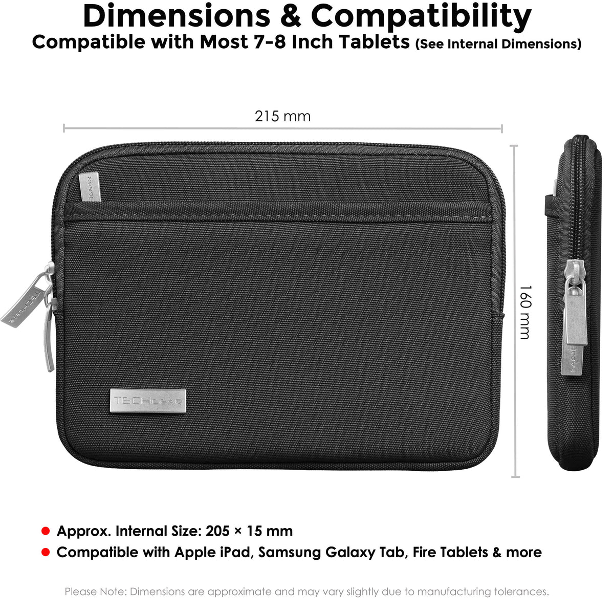 TECHGEAR AirShock Universal Tablet Sleeve | Shockproof Protective Sleeve Case for 7-13 Inch Tablets | Water-Resistant Oxford Fabric with Front Storage Pocket