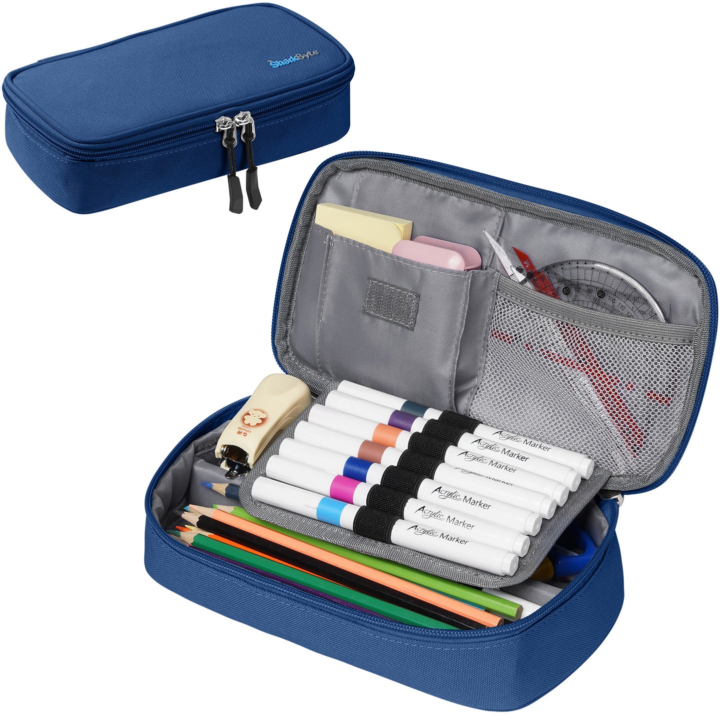 SharkByte Big Pencil Case – Large Capacity Recycled Fabric Stationery Organizer for Students, Teens, Girls & Boys (Available in 11 Colours)