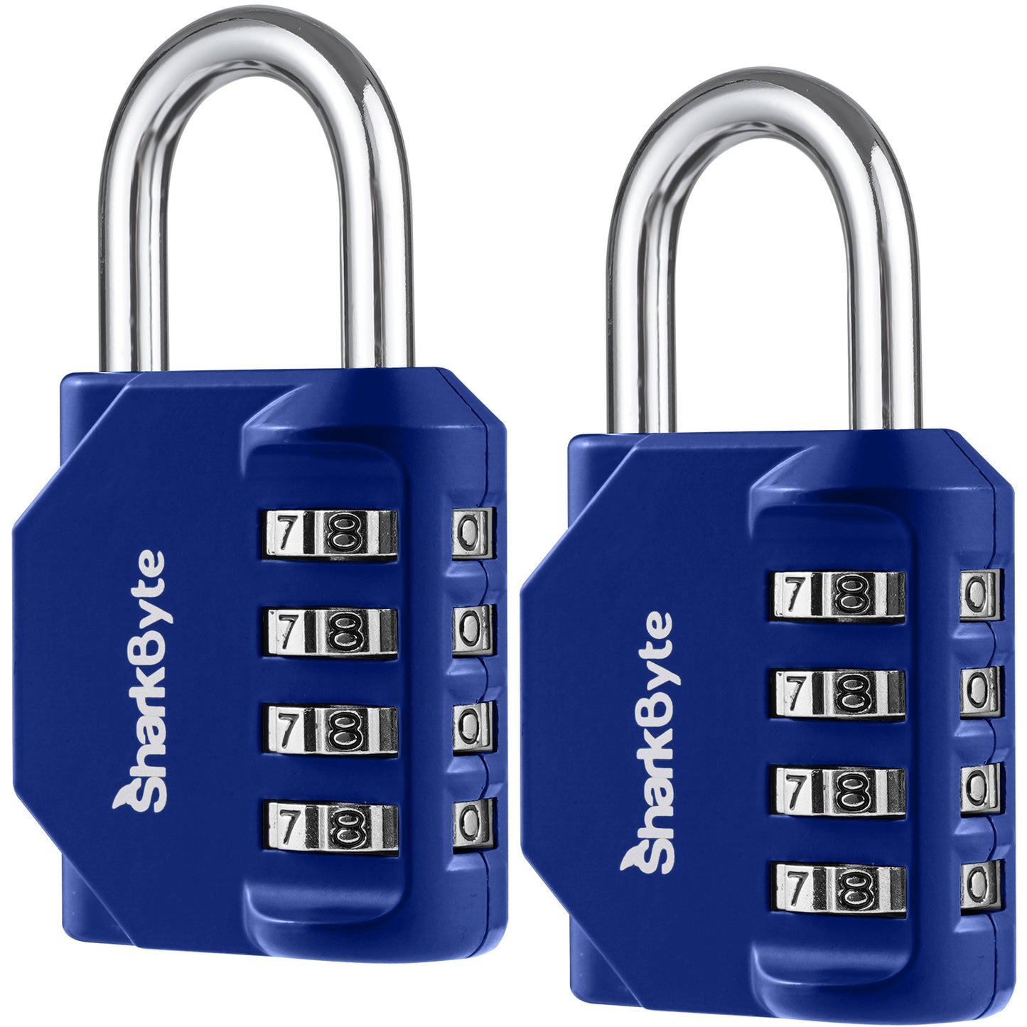 SharkByte Heavy Duty 4-Dial Combination Padlock – Weatherproof Outdoor Lock for Gym, School, Shed, Storage, Cabinet & Toolbox (1 / 2 / 3 / 4 Pack)