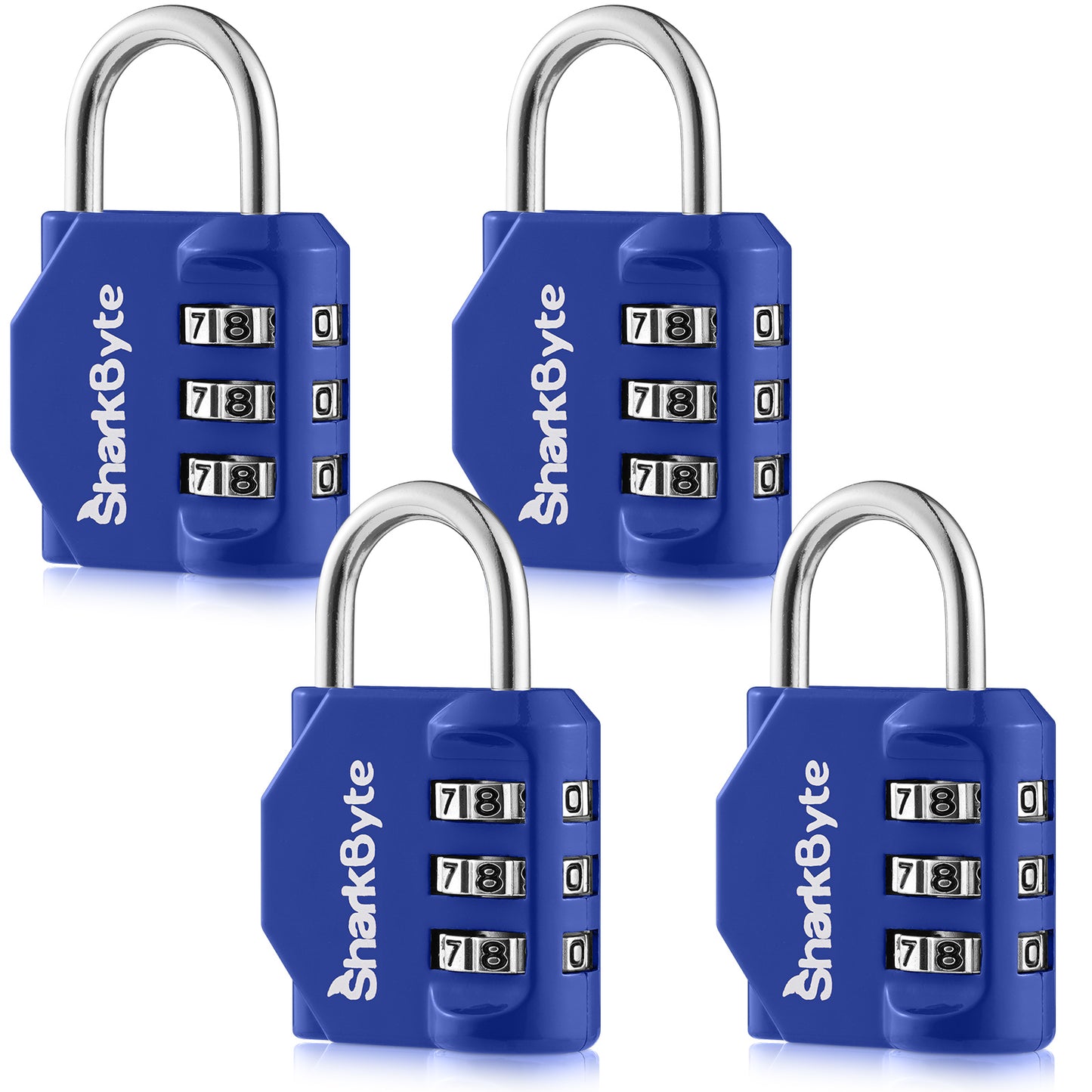 SharkByte Luggage Locks – 3-Dial Weatherproof Combination Padlock for Suitcases, Travel Bags, Gym Lockers & Outdoor Use (1 / 2 / 3 / 4 Pack)