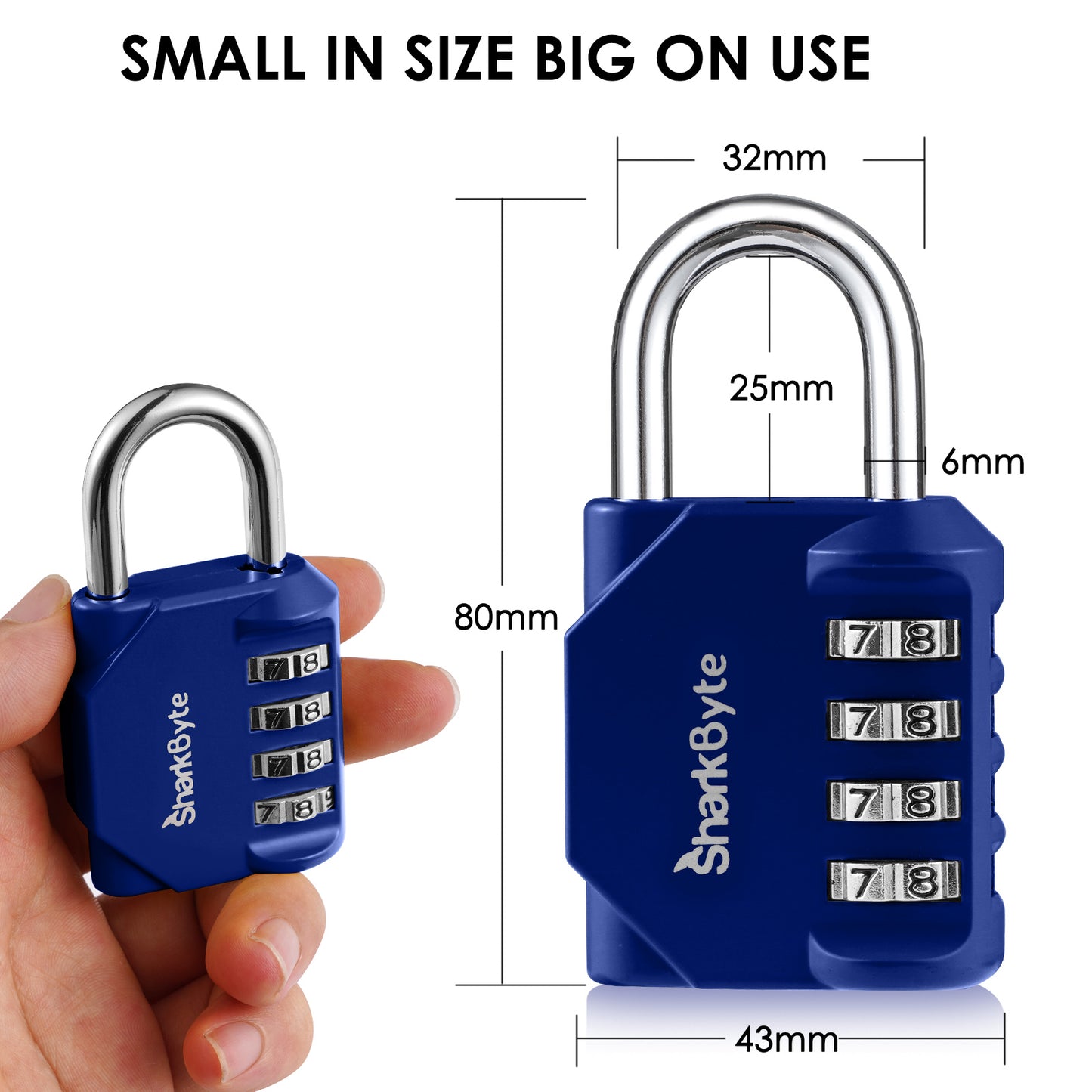 SharkByte Heavy Duty 4-Dial Combination Padlock – Weatherproof Outdoor Lock for Gym, School, Shed, Storage, Cabinet & Toolbox (1 / 2 / 3 / 4 Pack)
