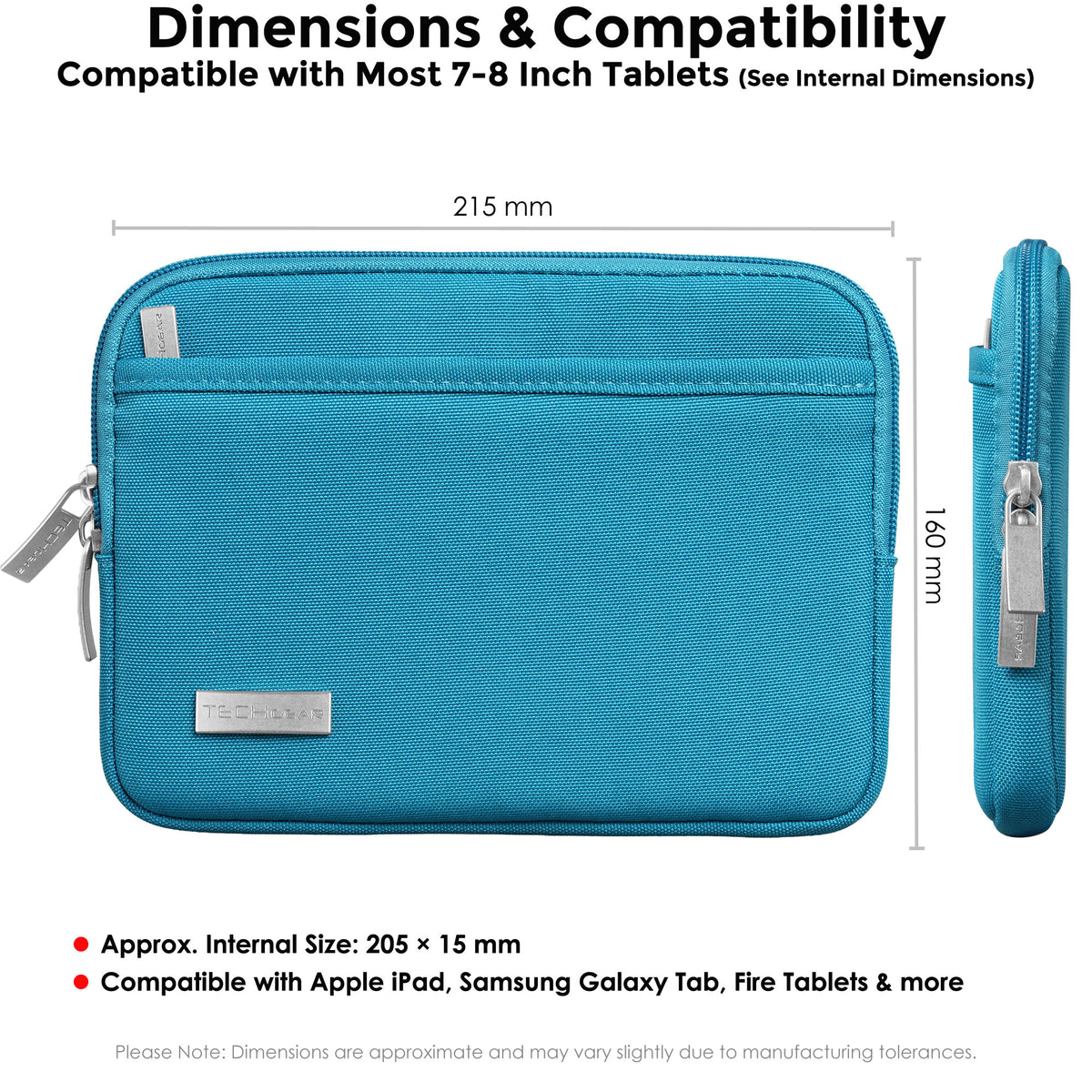 TECHGEAR AirShock Universal Tablet Sleeve | Shockproof Protective Sleeve Case for 7-13 Inch Tablets | Water-Resistant Oxford Fabric with Front Storage Pocket