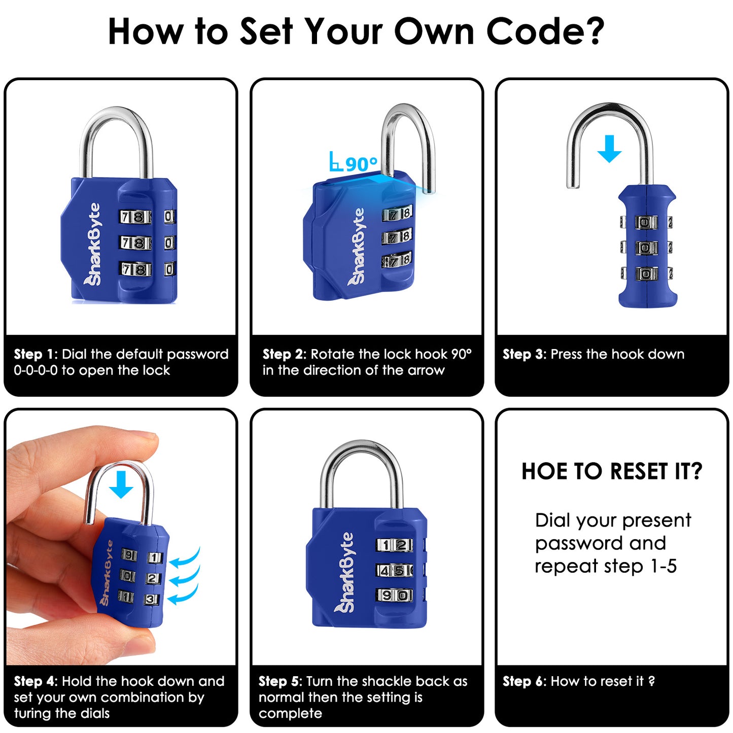 SharkByte Luggage Locks – 3-Dial Weatherproof Combination Padlock for Suitcases, Travel Bags, Gym Lockers & Outdoor Use (1 / 2 / 3 / 4 Pack)