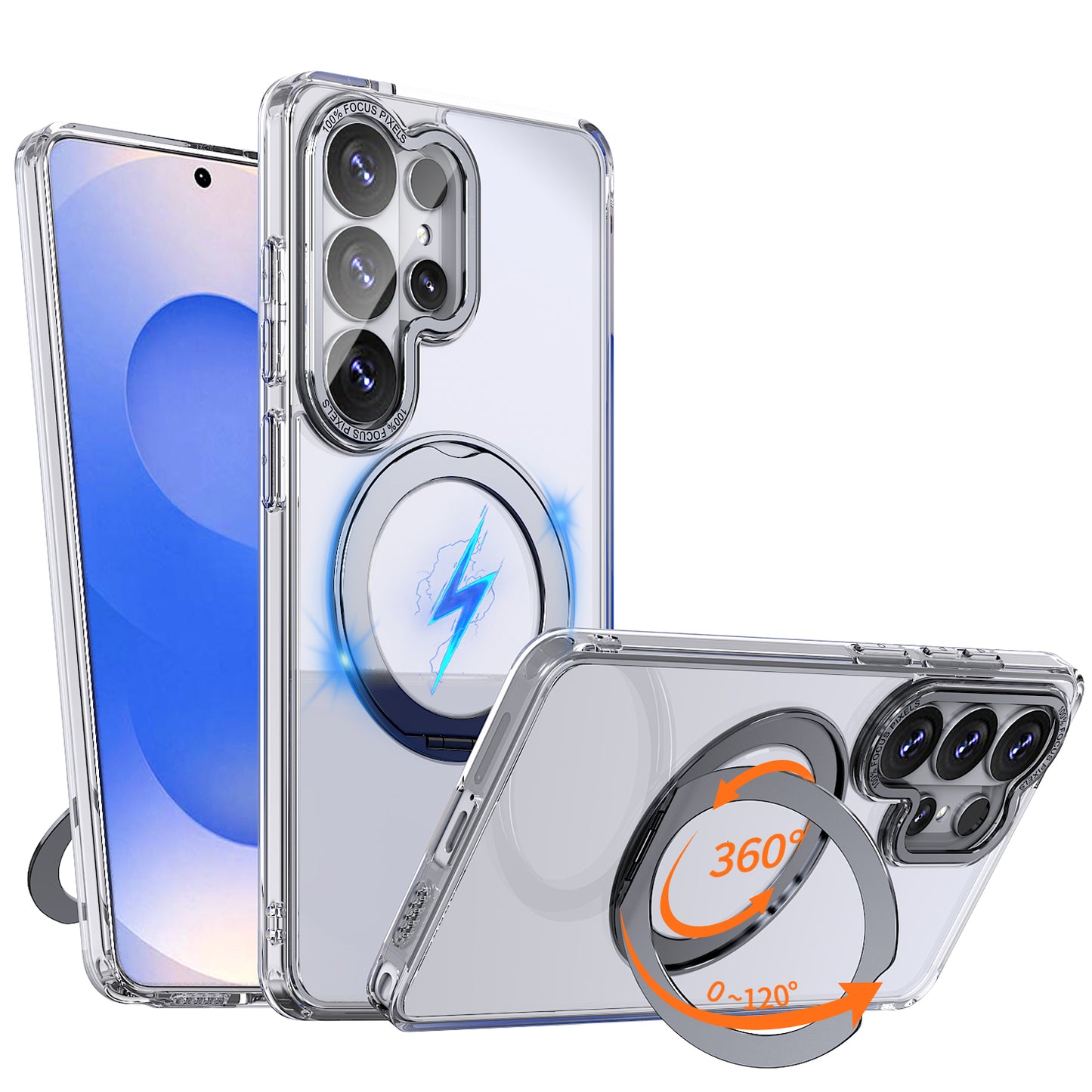 TECHGEAR Magnetic Stand Case for Samsung Galaxy S26 Ultra - Shockproof Hybrid Cover with 360° Ring Holder, Hard Back & Wireless Charging Compatible