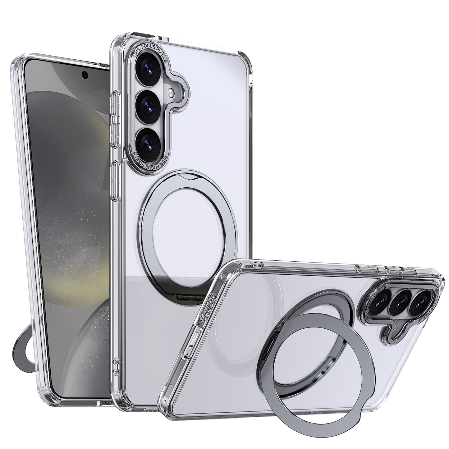 TECHGEAR Magnetic Stand Case for Samsung Galaxy S26 Plus - Shockproof Hybrid Cover with 360° Ring Holder, Hard Back & Wireless Charging Compatible