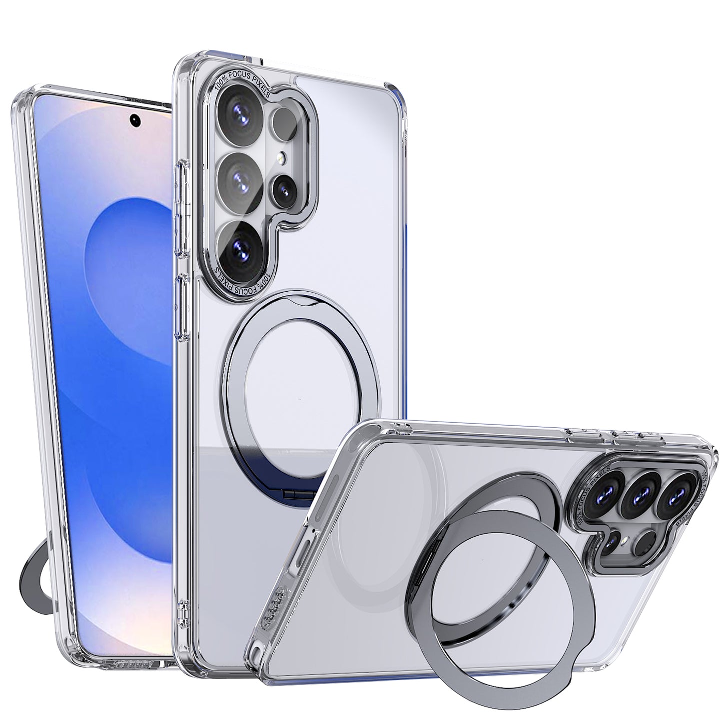 TECHGEAR Magnetic Stand Case for Samsung Galaxy S26 Ultra - Shockproof Hybrid Cover with 360° Ring Holder, Hard Back & Wireless Charging Compatible