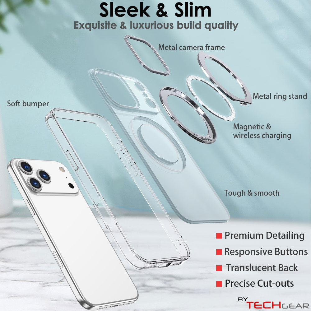 [Magnetic Ring Kickstand] For Apple iPhone 17 Pro, Slim, Tough Shockproof Armour, MagSafe Compatible Case with Stand