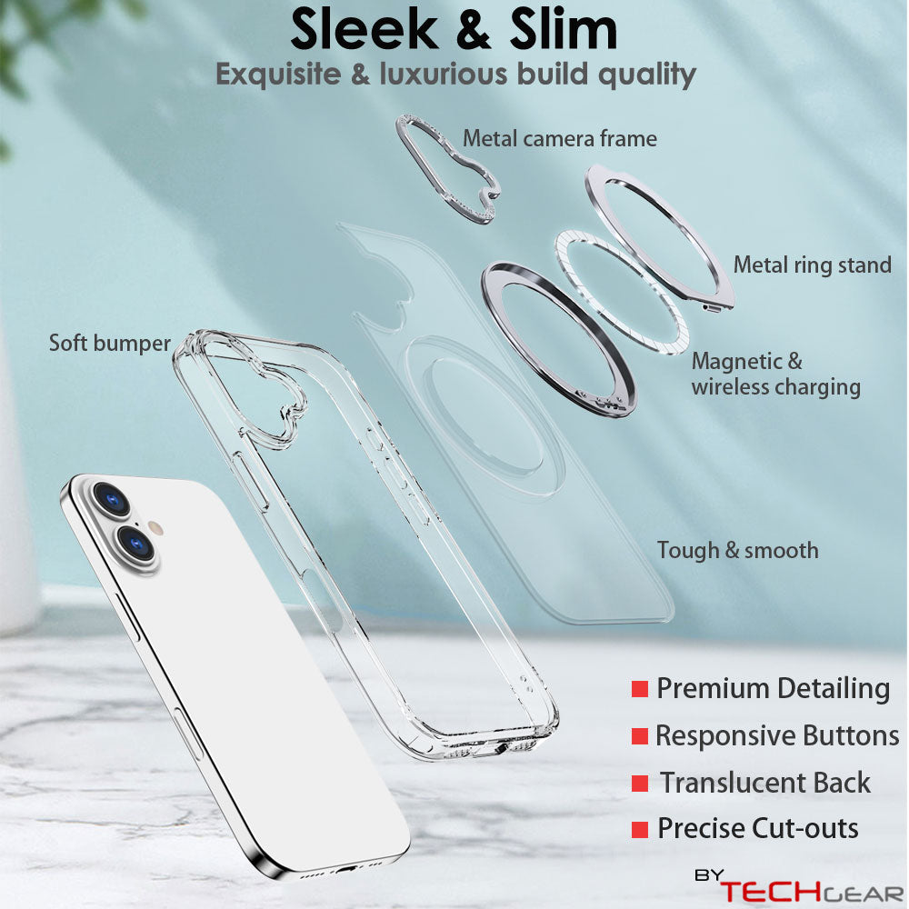 [Magnetic Ring Kickstand] For Apple iPhone 17, Slim, Tough Shockproof Armour, MagSafe Compatible Case with Stand