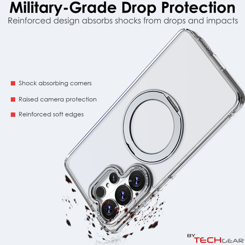 TECHGEAR Magnetic Stand Case for Samsung Galaxy S26 Ultra - Shockproof Hybrid Cover with 360° Ring Holder, Hard Back & Wireless Charging Compatible