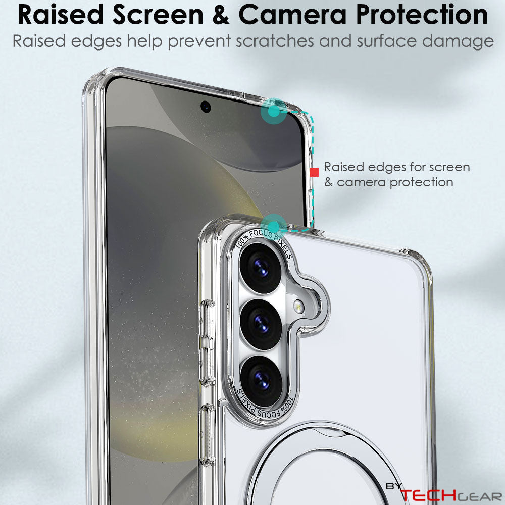 TECHGEAR Magnetic Stand Case for Samsung Galaxy S26 Plus - Shockproof Hybrid Cover with 360° Ring Holder, Hard Back & Wireless Charging Compatible