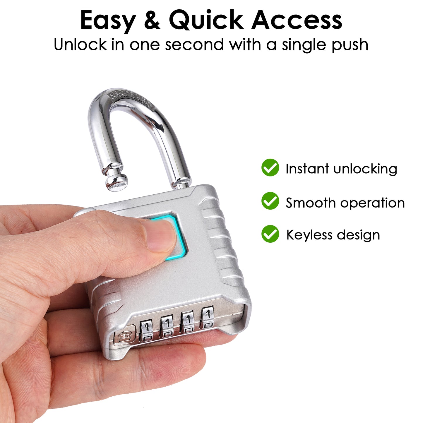 SharkByte Heavy Duty Combination Padlock 52mm – Weatherproof Outdoor Lock with 8mm Stainless Steel Shackle, Anti-Rust, Resettable Code, One-Button Locking for Gate, Warehouse, School, Shed, Storage, Garage (1 / 2 Pack)