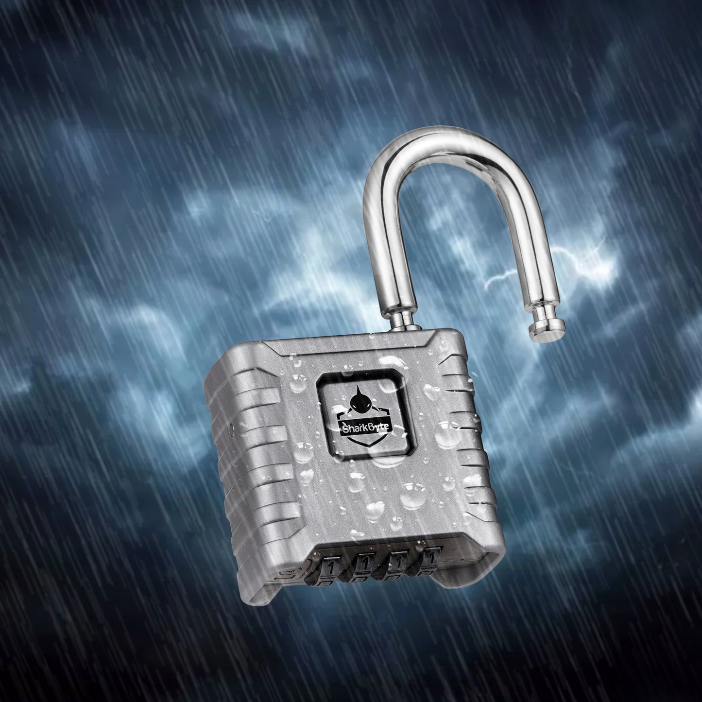 SharkByte Heavy Duty Combination Padlock 52mm – Weatherproof Outdoor Lock with 8mm Stainless Steel Shackle, Anti-Rust, Resettable Code, One-Button Locking for Gate, Warehouse, School, Shed, Storage, Garage (1 / 2 Pack)