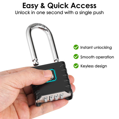 SharkByte Heavy Duty Long Shackle Combination Padlock 52mm – Weatherproof Outdoor Lock with 8mm Stainless Steel Shackle, Anti-Rust, Resettable Code, One-Button Locking for Gate, Warehouse, School, Shed, Storage, Garage (1 / 2 Pack)