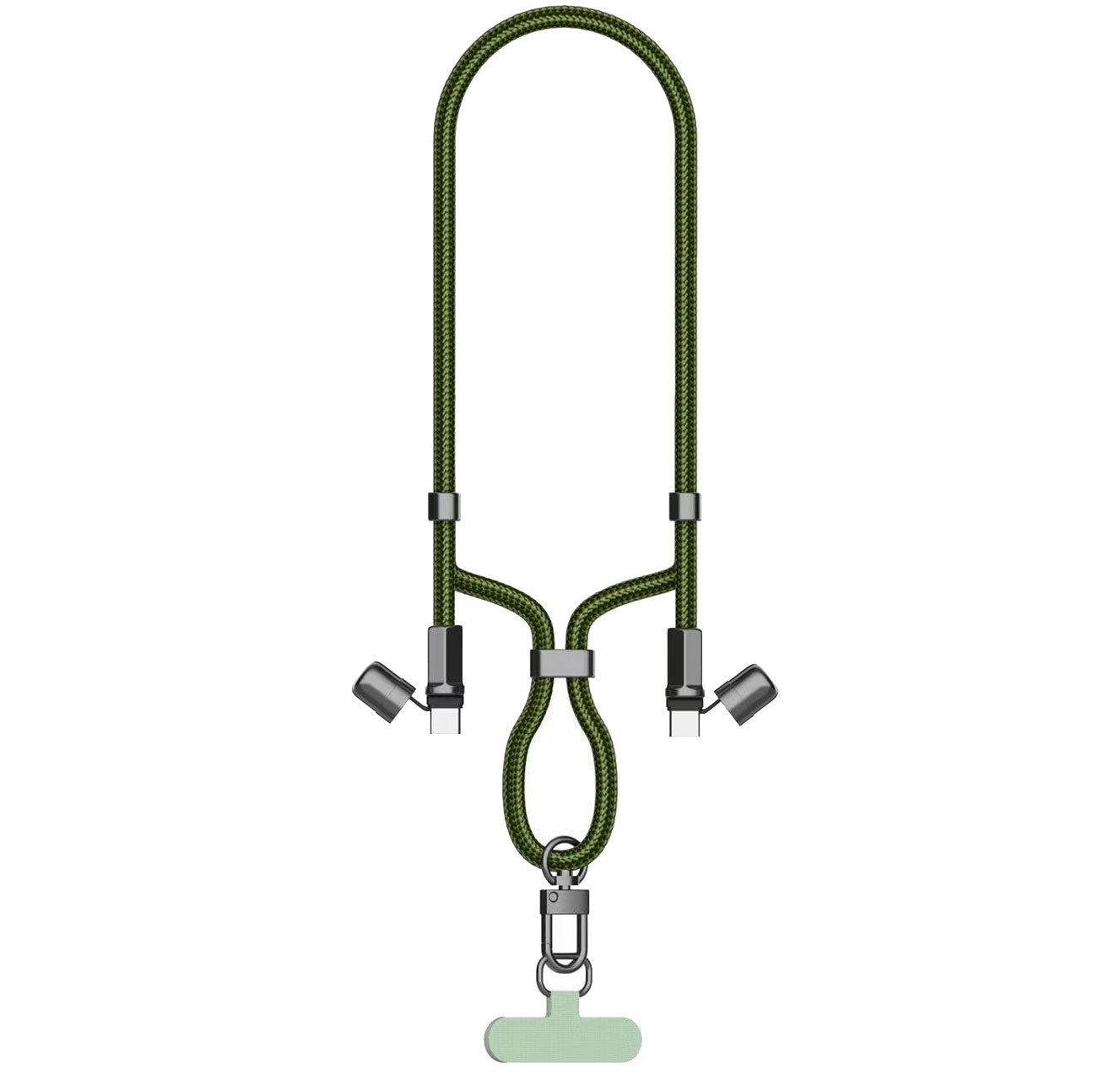 TECHGEAR USB-C to USB-C Lanyard Charging Cable 100W PD, Adjustable 45-80cm Wearable Crossbody Phone Neck Strap, Braided Fast Charge Cable