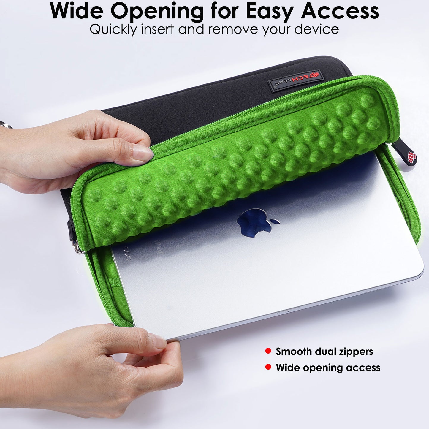 TECHGEAR Tablet Sleeve Case 7–13 Inch - Shockproof Neoprene Pouch with Bubble Protection, Zip Pocket, Slim Protective iPad Samsung Tablet Laptop Sleeve