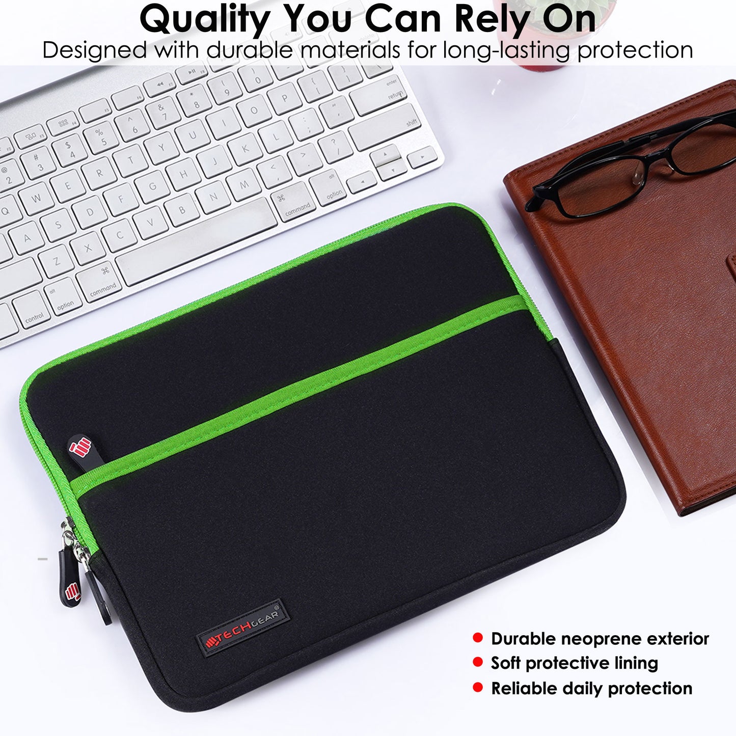 TECHGEAR Tablet Sleeve Case 7–13 Inch - Shockproof Neoprene Pouch with Bubble Protection, Zip Pocket, Slim Protective iPad Samsung Tablet Laptop Sleeve