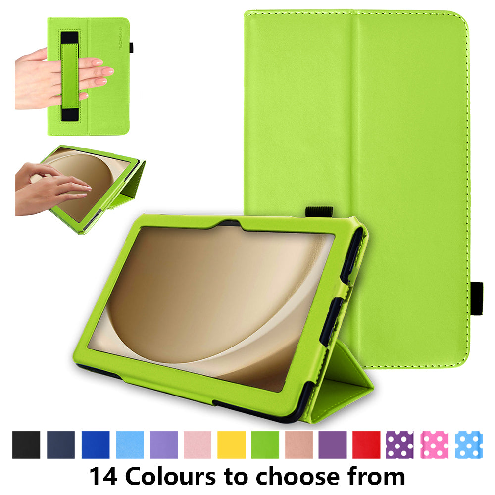 TECHGEAR Folio Case for Samsung Galaxy Tab A11+ & A9+ 11" (SM-X230/X236/X210/X215) – Leather Stand Cover with Hand Strap & Auto Sleep/Wake