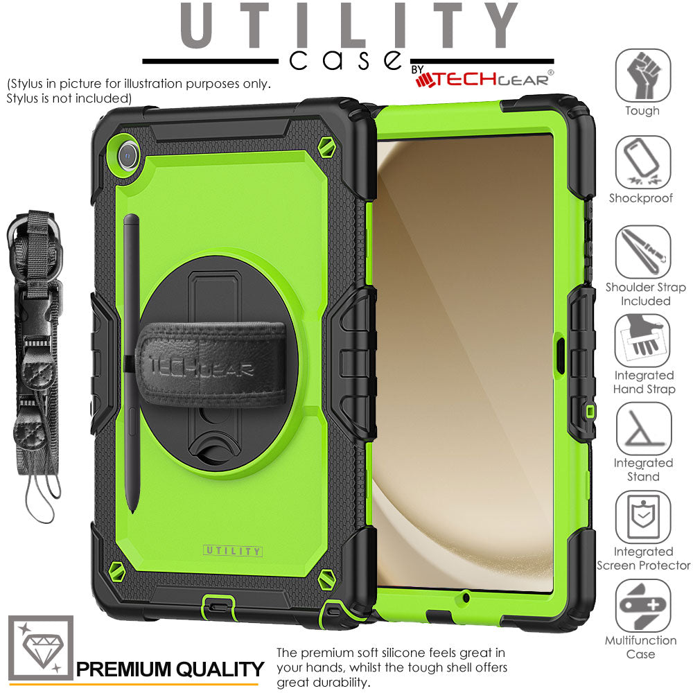 TECHGEAR Utility Case for Samsung Galaxy Tab A11+ (A11 Plus) 11" (SM-X230 / SM-X236) – Full Body Rugged Case with Stand, Hand Strap & Shoulder Strap