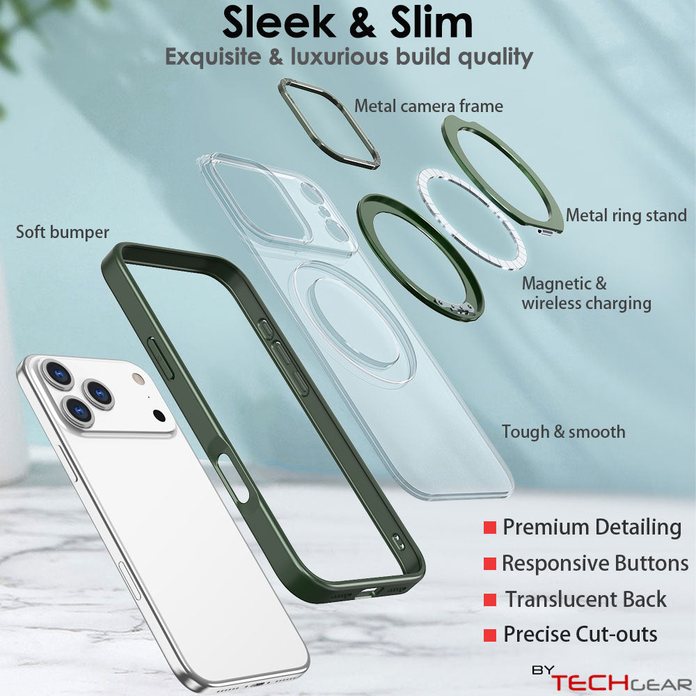 [Magnetic Ring Kickstand] For Apple iPhone 17 Pro Max, Slim, Tough Shockproof Armour, MagSafe Compatible Case with Stand