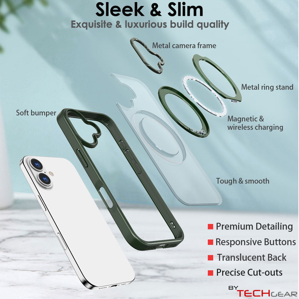 [Magnetic Ring Kickstand] For Apple iPhone 17, Slim, Tough Shockproof Armour, MagSafe Compatible Case with Stand