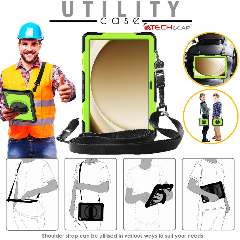 TECHGEAR Utility Case for Samsung Galaxy Tab A11+ (A11 Plus) 11" (SM-X230 / SM-X236) – Full Body Rugged Case with Stand, Hand Strap & Shoulder Strap