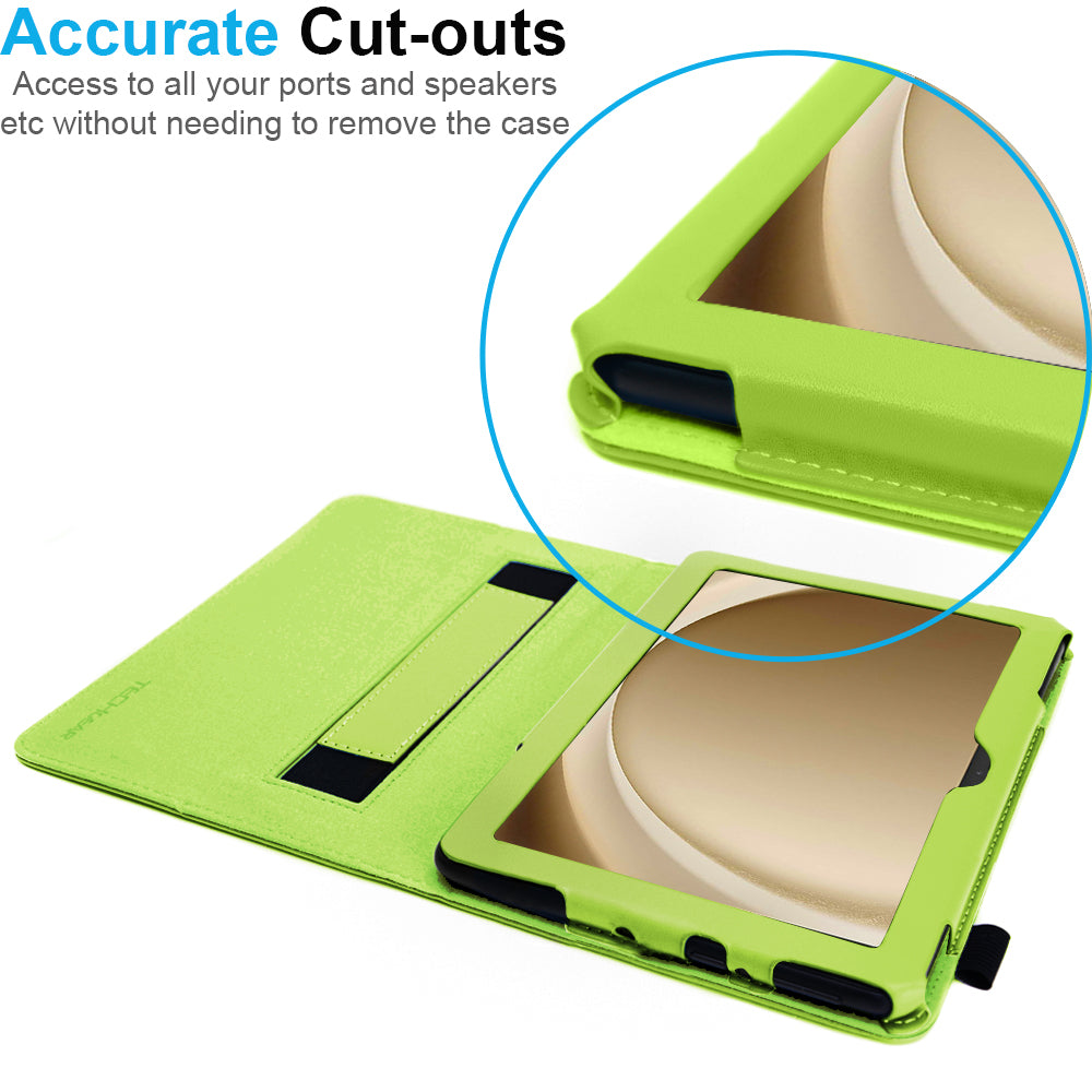 TECHGEAR Folio Case for Samsung Galaxy Tab A11+ & A9+ 11" (SM-X230/X236/X210/X215) – Leather Stand Cover with Hand Strap & Auto Sleep/Wake