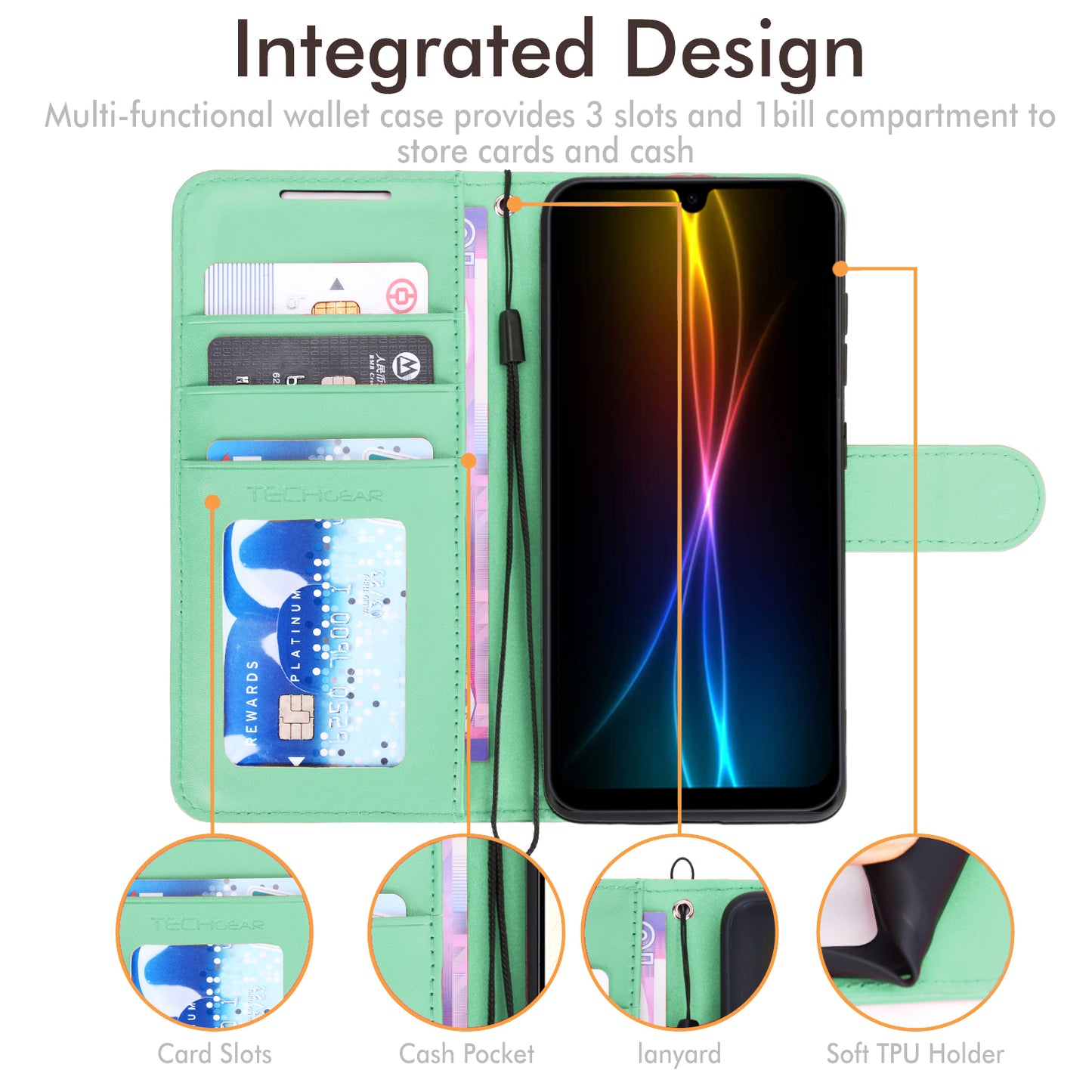 TECHGEAR Wallet Case for Samsung Galaxy A26 5G | RFID Blocking Leather Flip Cover with Card Holder, Stand, Magnetic Closure & Wrist Strap