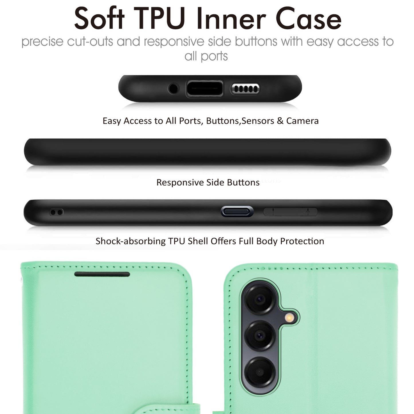 TECHGEAR Wallet Case for Samsung Galaxy A26 5G | RFID Blocking Leather Flip Cover with Card Holder, Stand, Magnetic Closure & Wrist Strap