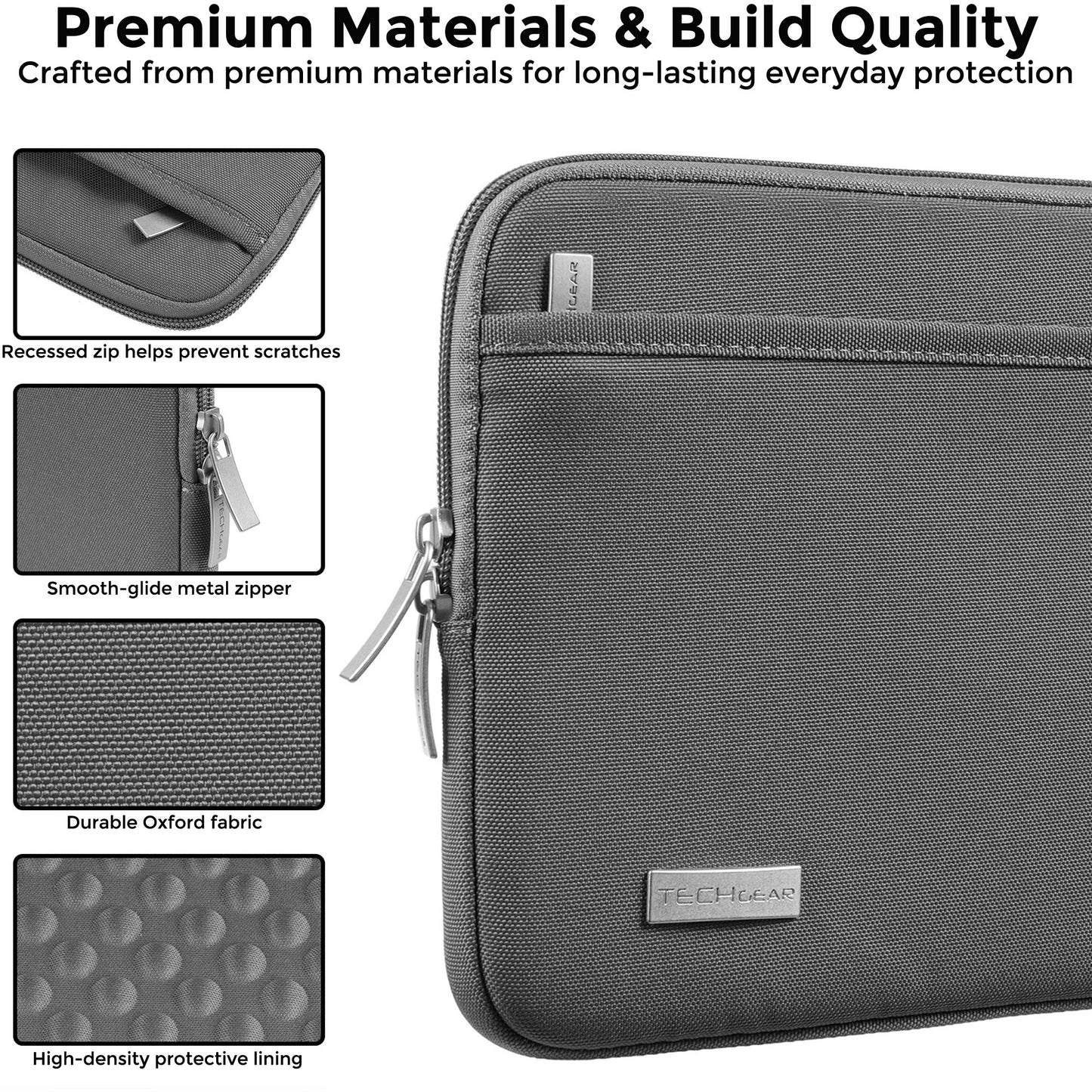 TECHGEAR AirShock Universal Tablet Sleeve | Shockproof Protective Sleeve Case for 7-13 Inch Tablets | Water-Resistant Oxford Fabric with Front Storage Pocket