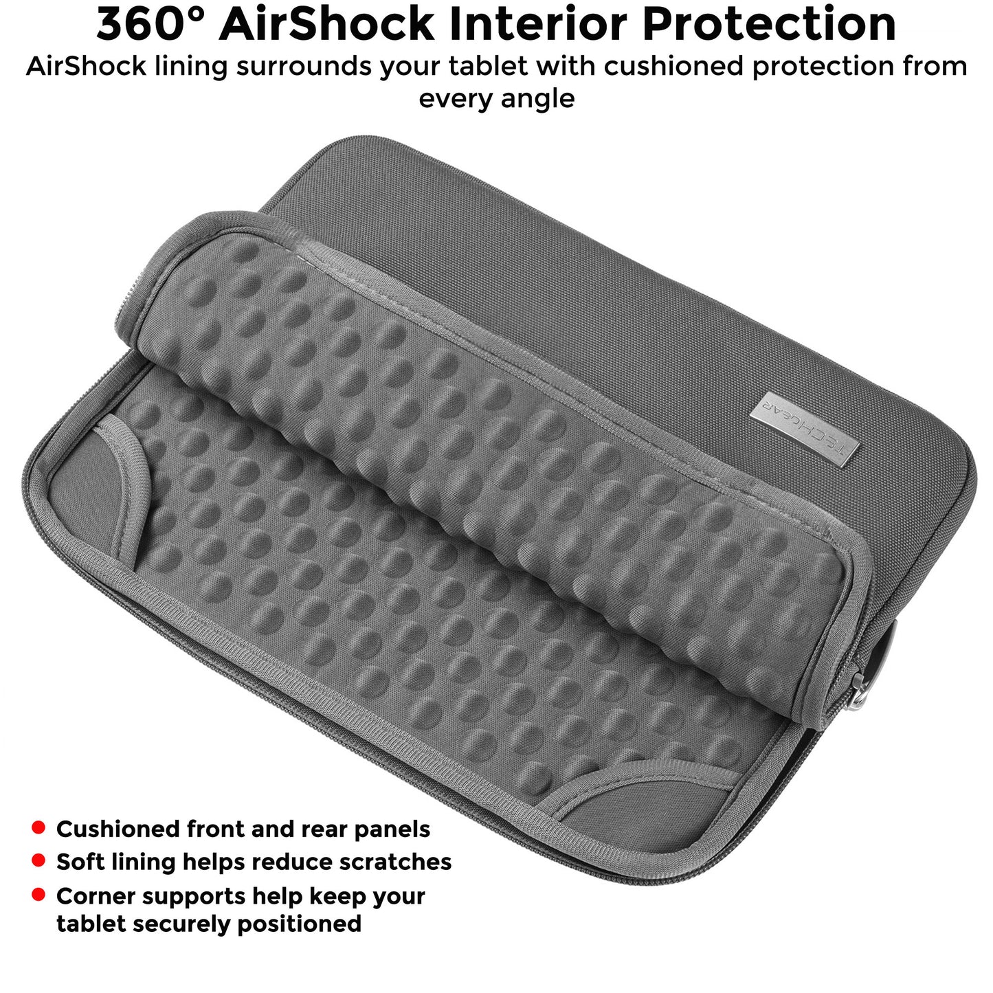 TECHGEAR AirShock Universal Tablet Sleeve | Shockproof Protective Sleeve Case for 7-13 Inch Tablets | Water-Resistant Oxford Fabric with Front Storage Pocket