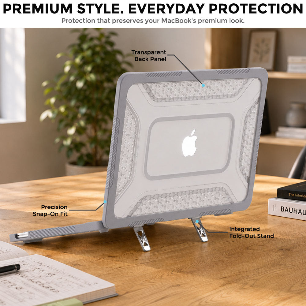 TECHGEAR BallisticWrap Case for MacBook Neo 13" (2026 A18 Pro) - Student Laptop Tough Hard Shell Cover with Kickstand, Shockproof TPU Edges