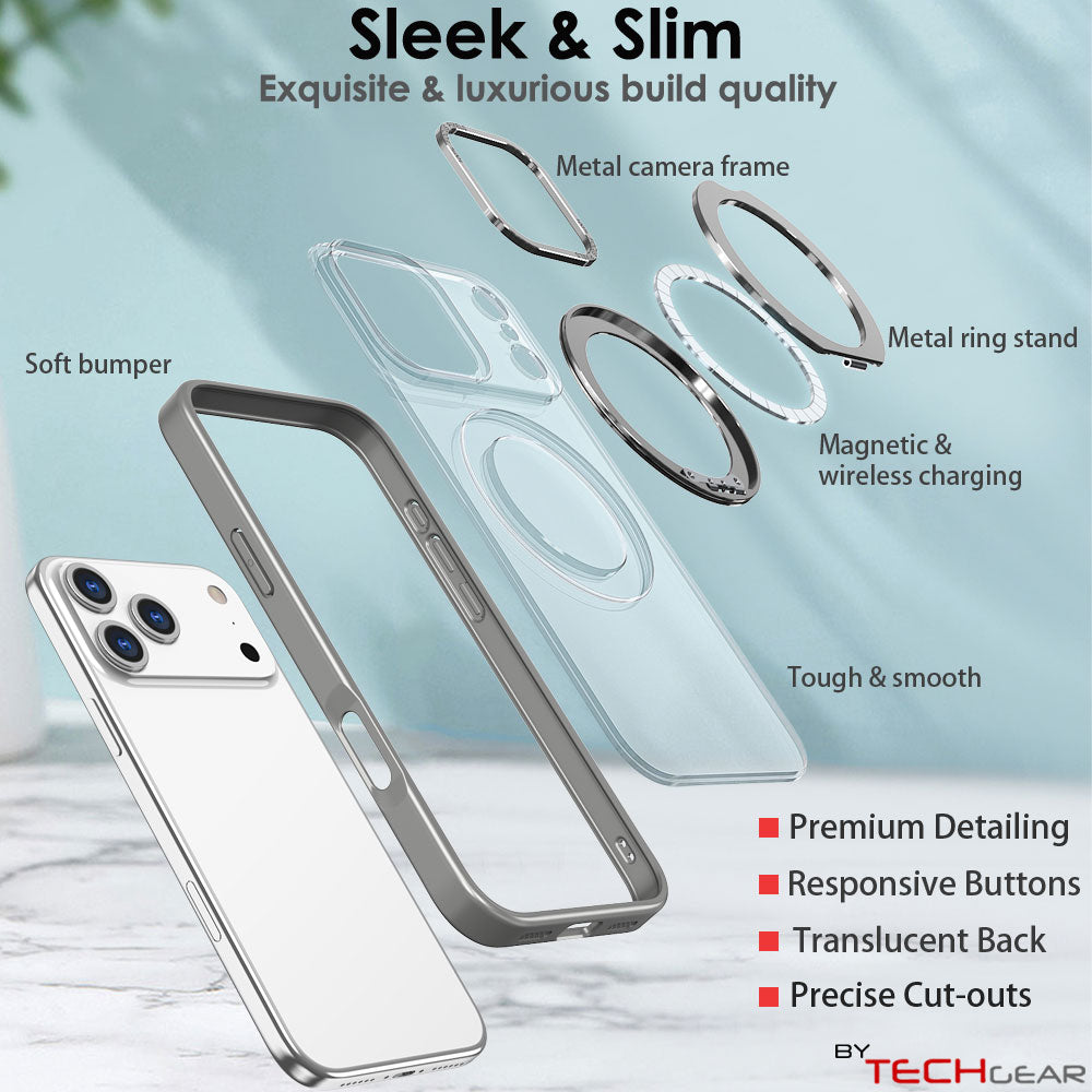 [Magnetic Ring Kickstand] For Apple iPhone 17 Pro Max, Slim, Tough Shockproof Armour, MagSafe Compatible Case with Stand