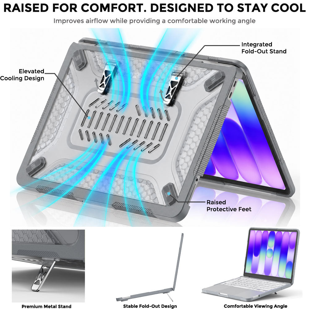TECHGEAR BallisticWrap Case for MacBook Neo 13" (2026 A18 Pro) - Student Laptop Tough Hard Shell Cover with Kickstand, Shockproof TPU Edges