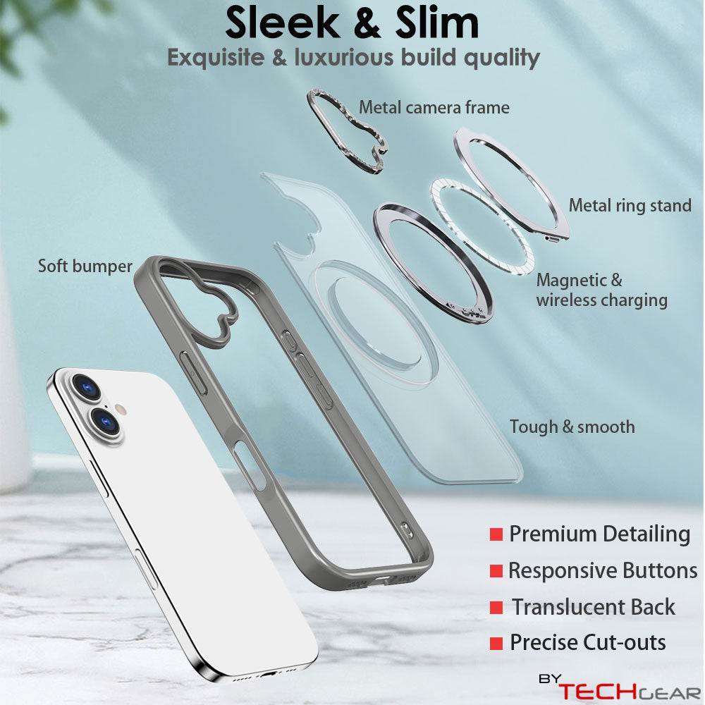 [Magnetic Ring Kickstand] For Apple iPhone 17, Slim, Tough Shockproof Armour, MagSafe Compatible Case with Stand