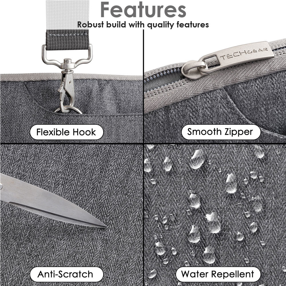 TECHGEAR UrbanDash Laptop Case – 4-in-1 Portable Laptop Sleeve with Strap, Handles & Trolley Belt, Shockproof Carry Case (Available in 5 Colours, and Sizes 11–15.6”)