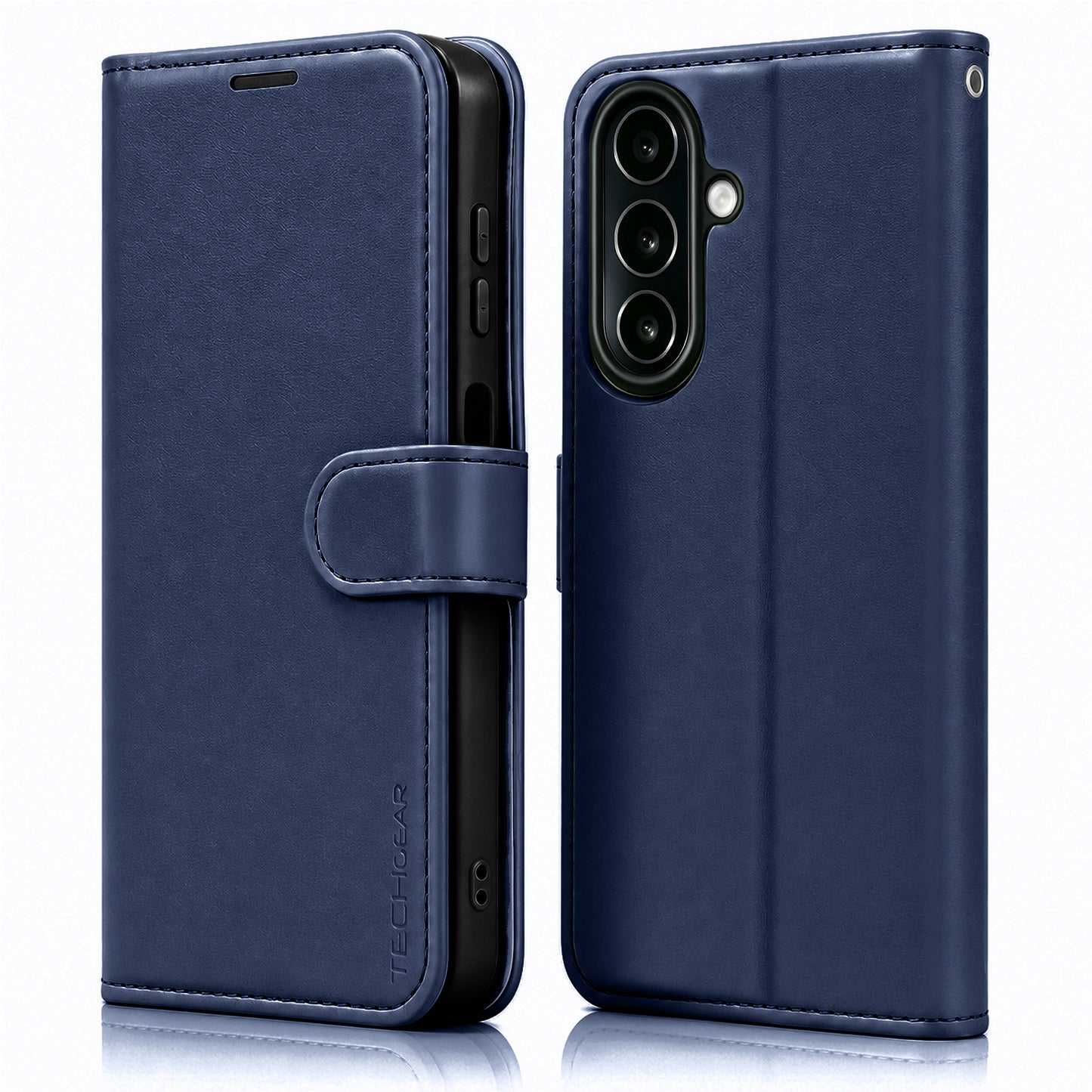 TECHGEAR RFID Wallet Case for Samsung Galaxy A27 5G / A27 4G – Premium PU Leather Flip Cover with Card Slots, Clear ID Window, Kickstand & Wrist Strap
