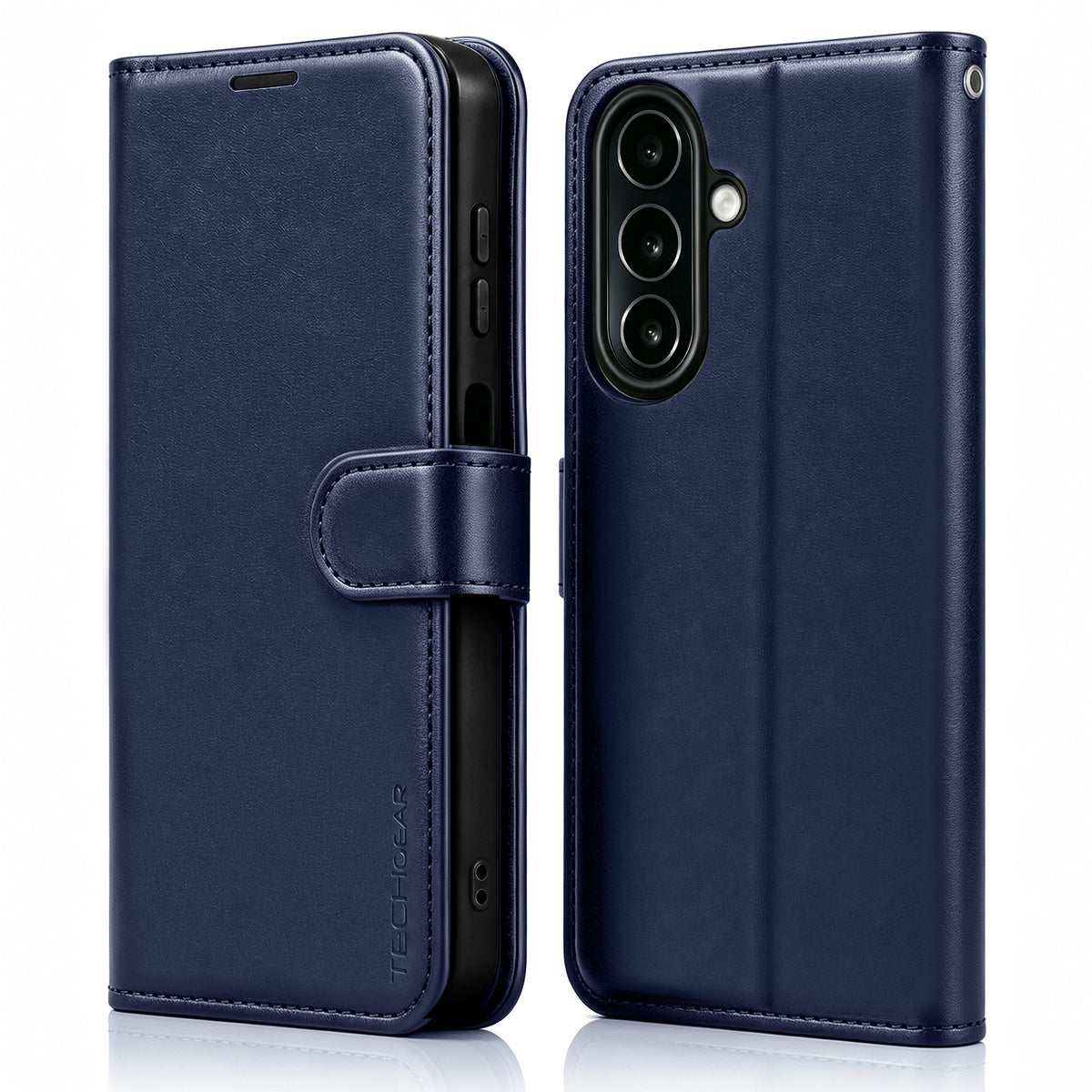 TECHGEAR RFID Wallet Case for Samsung Galaxy A27 5G / A27 4G – Premium PU Leather Flip Cover with Card Slots, Clear ID Window, Kickstand & Wrist Strap