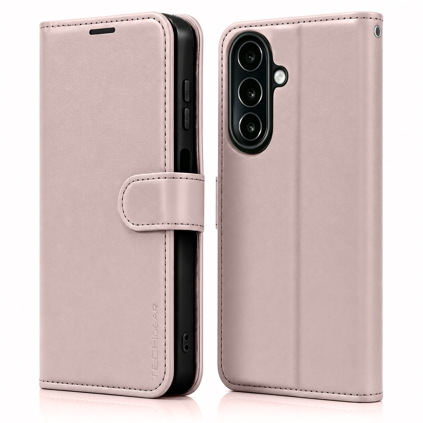 TECHGEAR RFID Wallet Case for Samsung Galaxy A27 5G / A27 4G – Premium PU Leather Flip Cover with Card Slots, Clear ID Window, Kickstand & Wrist Strap