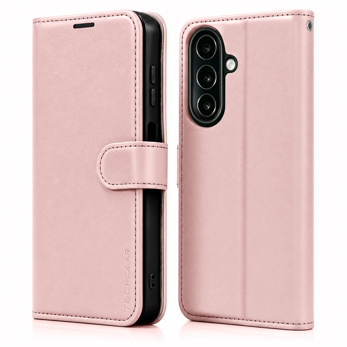 TECHGEAR RFID Wallet Case for Samsung Galaxy A27 5G / A27 4G – Premium PU Leather Flip Cover with Card Slots, Clear ID Window, Kickstand & Wrist Strap
