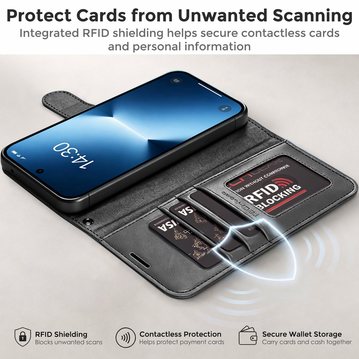 TECHGEAR RFID Wallet Case for Samsung Galaxy A27 5G / A27 4G – Premium PU Leather Flip Cover with Card Slots, Clear ID Window, Kickstand & Wrist Strap