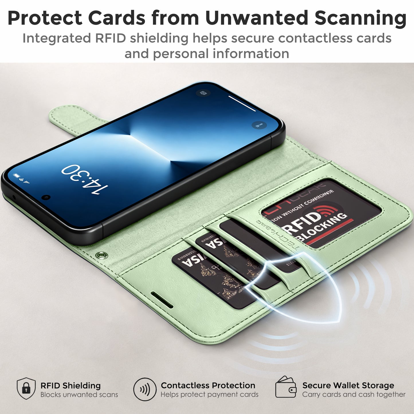 TECHGEAR RFID Wallet Case for Samsung Galaxy A27 5G / A27 4G – Premium PU Leather Flip Cover with Card Slots, Clear ID Window, Kickstand & Wrist Strap