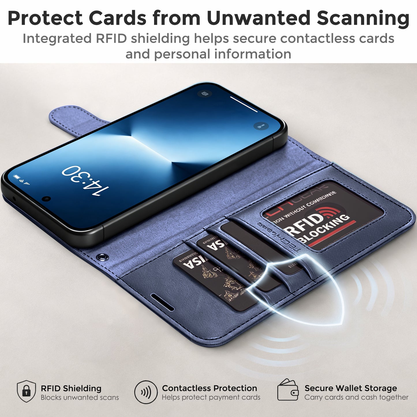 TECHGEAR RFID Wallet Case for Samsung Galaxy A27 5G / A27 4G – Premium PU Leather Flip Cover with Card Slots, Clear ID Window, Kickstand & Wrist Strap