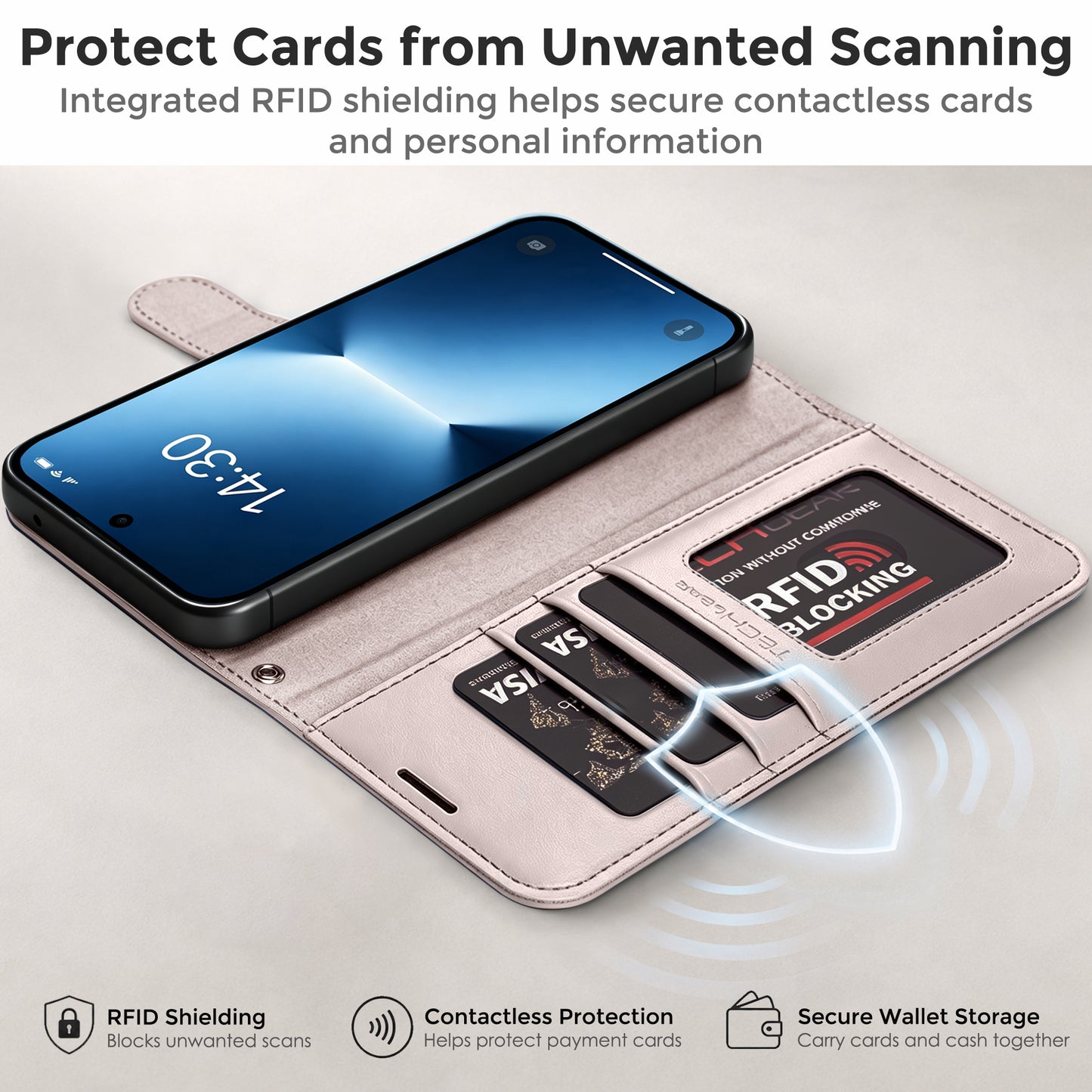 TECHGEAR RFID Wallet Case for Samsung Galaxy A27 5G / A27 4G – Premium PU Leather Flip Cover with Card Slots, Clear ID Window, Kickstand & Wrist Strap