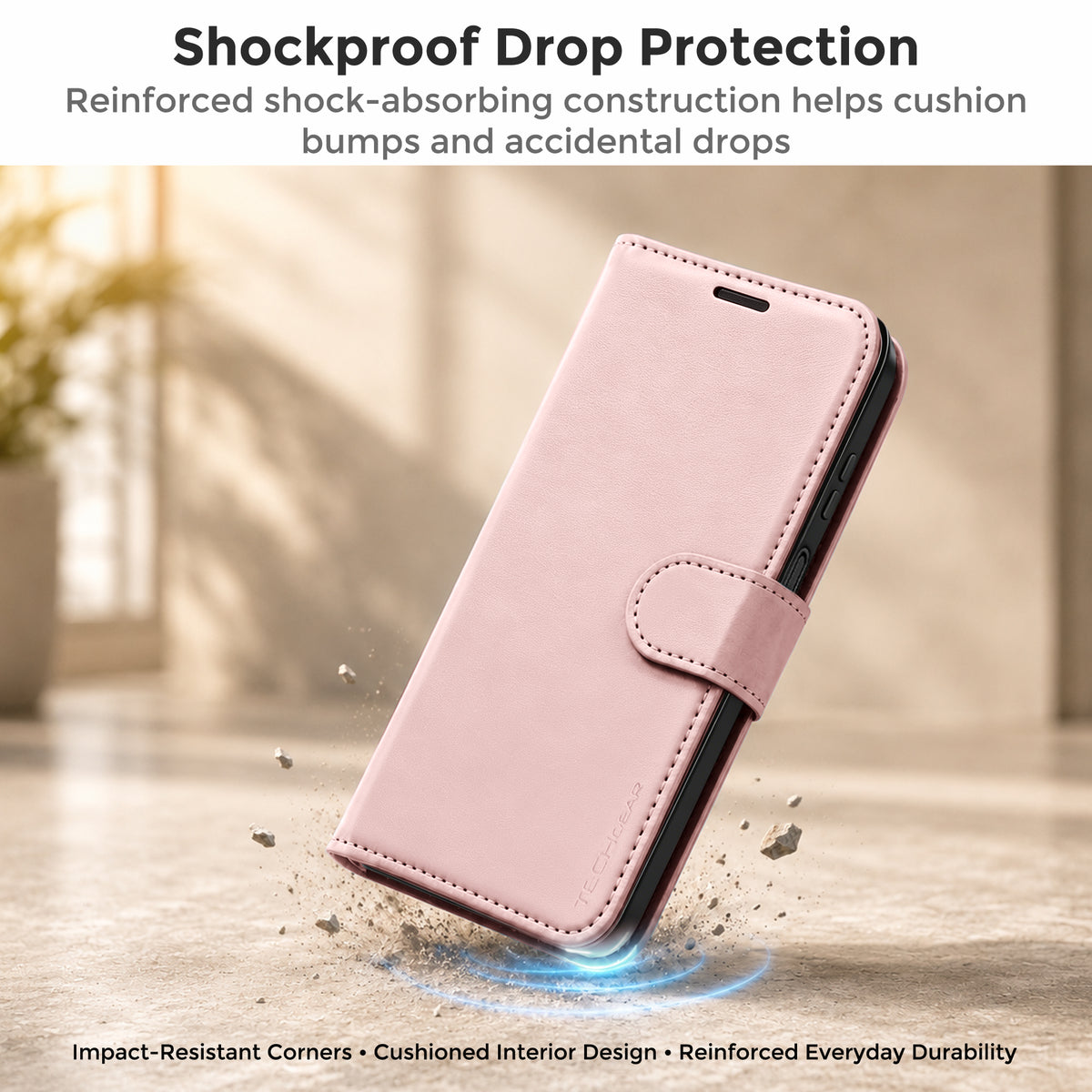 TECHGEAR RFID Wallet Case for Samsung Galaxy A27 5G / A27 4G – Premium PU Leather Flip Cover with Card Slots, Clear ID Window, Kickstand & Wrist Strap