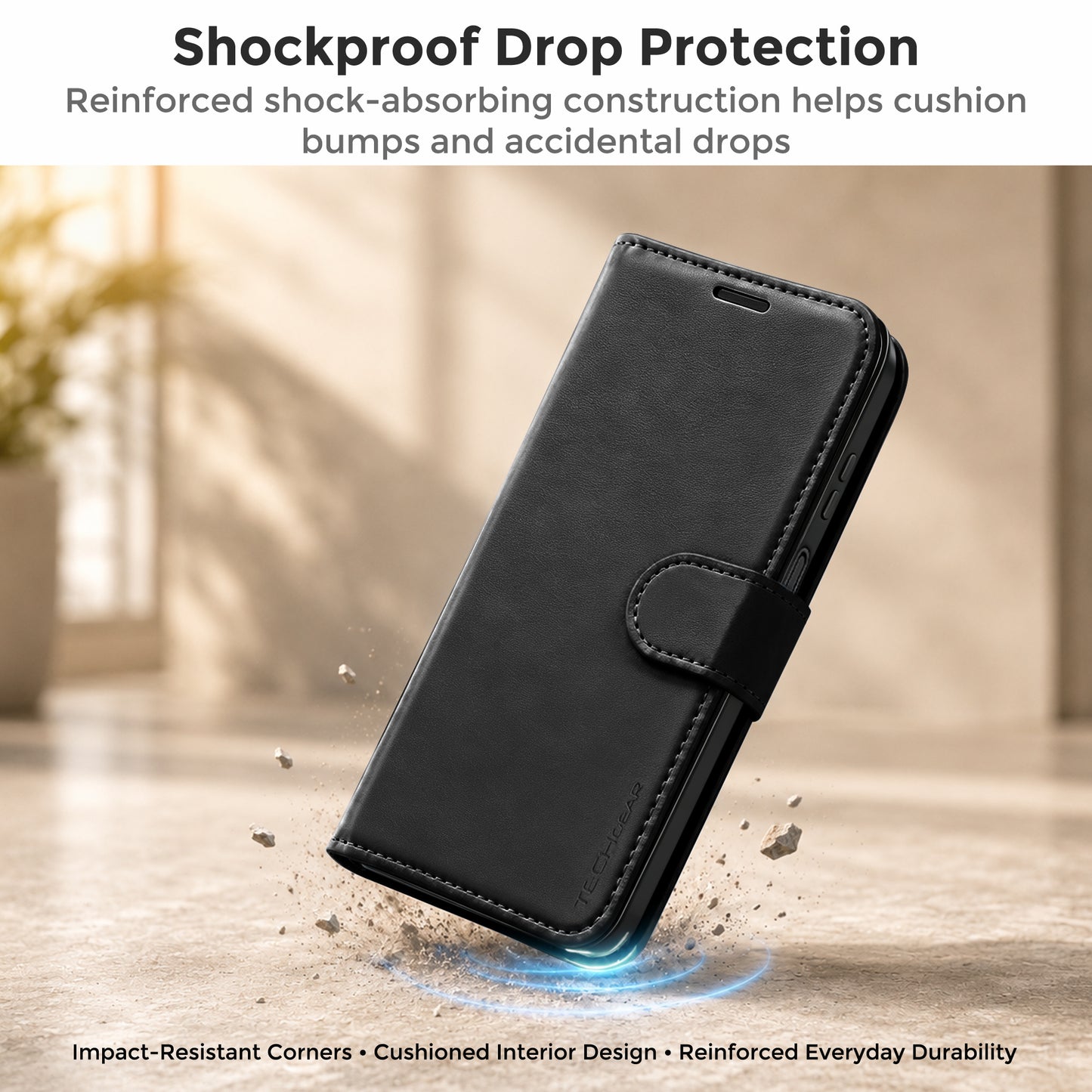 TECHGEAR RFID Wallet Case for Samsung Galaxy A27 5G / A27 4G – Premium PU Leather Flip Cover with Card Slots, Clear ID Window, Kickstand & Wrist Strap