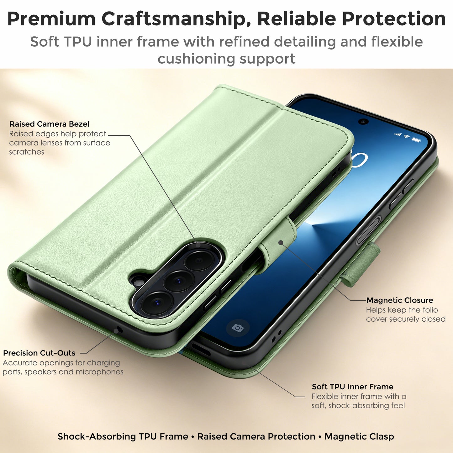 TECHGEAR RFID Wallet Case for Samsung Galaxy A27 5G / A27 4G – Premium PU Leather Flip Cover with Card Slots, Clear ID Window, Kickstand & Wrist Strap